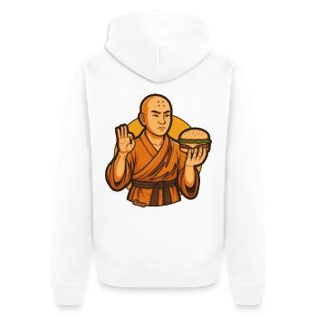 Zen Burger Monk - Unisex Premium Bio Zip Hoodie - Weiß - Hinten - Thijin (182cm)