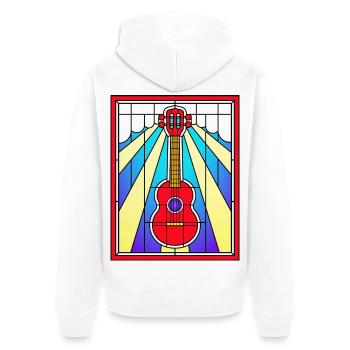 Buntglas-Akustikgitarre - Unisex Premium Bio Zip Hoodie - Weiß - Hinten - Thijin (182cm)