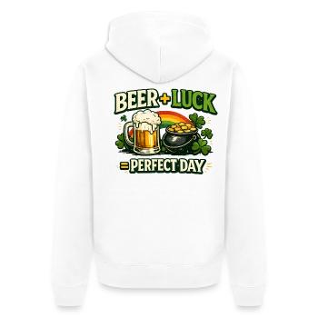 Bierglück Perfekter Tag - Unisex Premium Bio Zip Hoodie - Weiß - Hinten - Thijin (182cm)