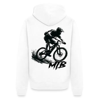 Mtb - Unisex Premium Bio Zip Hoodie - Weiß - Hinten - Thijin (182cm)