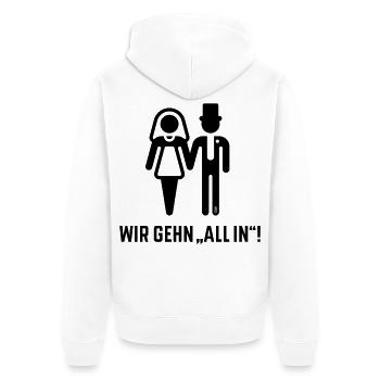 On y va « à fond » ! (Mariée et marié JGA, Noir) - Veste à capuche bio Premium Unisexe - blanc - Dos - Thijin (182cm)