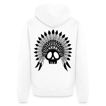 Indian Chief Skull (Black) - Unisex Premium Organic Zip Hoodie - white - Back - Thijin (182cm)