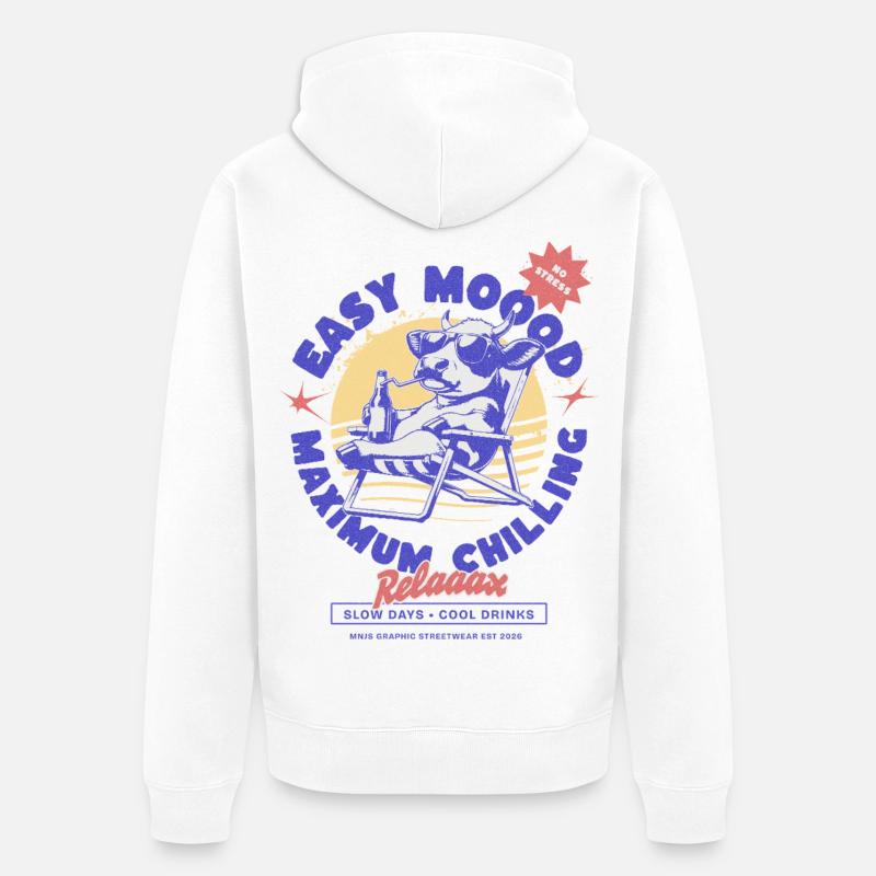 LoungeCow au coucher du soleil - Veste à capuche bio Premium Unisexe - blanc