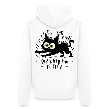 It's fine I'm fine Everything is fine - Cat - Unisex Premium Organic Zip Hoodie - white - Back - Thijin (182cm)