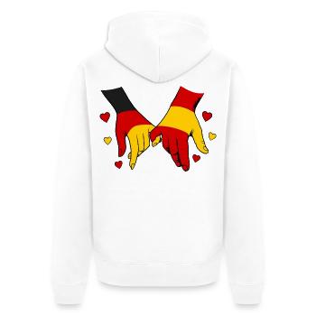Deutschland_Spanien_Flagge_Haendehalten - Veste à capuche bio Premium Unisexe - blanc - Dos - Thijin (182cm)