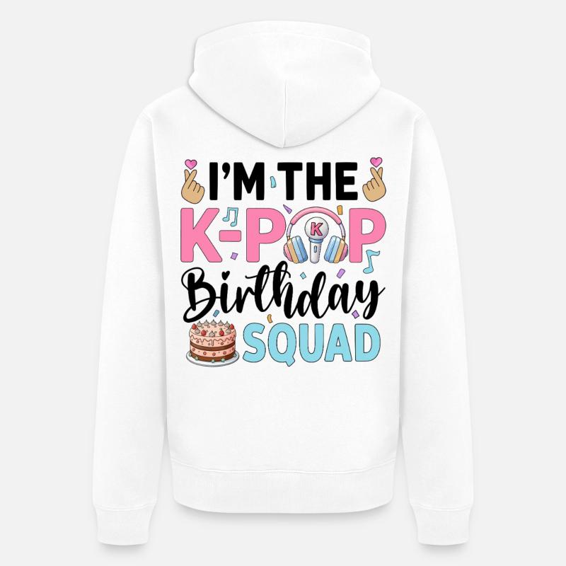 Je suis l’équipe d’anniversaire K-Pop - Veste à capuche bio Premium Unisexe - blanc