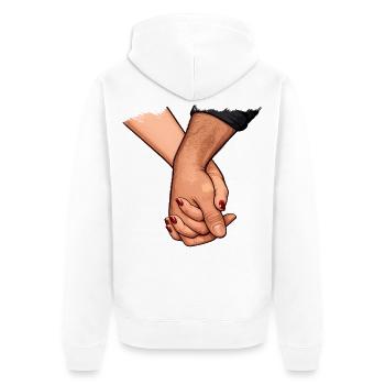 Holding hands Connected closeness - Unisex Premium Organic Zip Hoodie - white - Back - Thijin (182cm)