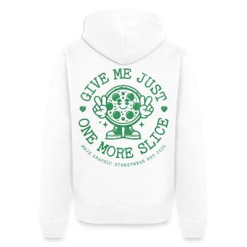 Pizza Slice Peace Sign Streetwear - Unisex Premium Bio Zip Hoodie - Weiß - Hinten - Thijin (182cm)