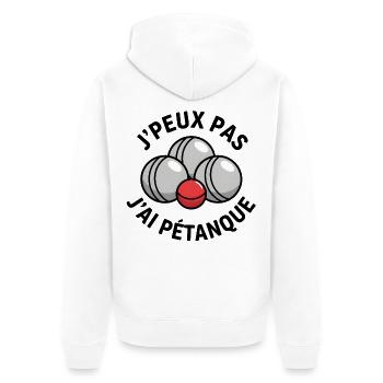 Jai Pétanque Boules Rire - Unisex Premium Bio Zip Hoodie - Weiß - Hinten - Thijin (182cm)