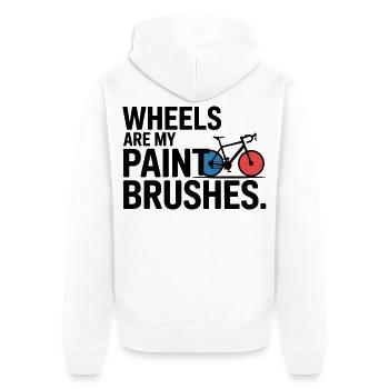 Künstlerische Radräder sind mein Pinselprofi - Unisex Premium Bio Zip Hoodie - Weiß - Hinten - Thijin (182cm)