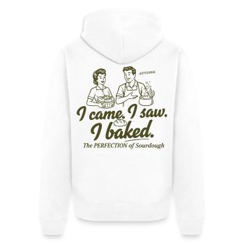 Pain au levain Je suis venu J’ai vu que j’avais fait du pain au levain - Veste à capuche bio Premium Unisexe - blanc - Dos - Thijin (182cm)