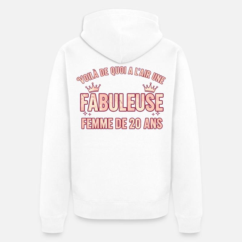 Fabuleuse 20 ans Reine du style - Veste à capuche bio Premium Unisexe - blanc