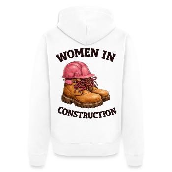 Women in Construction Work Boots and Construction Helmet - Unisex Premium Organic Zip Hoodie - white - Back - Thijin (182cm)