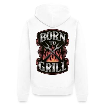 Né pour griller une chemise barbecue – Grillen Barbecue - Veste à capuche bio Premium Unisexe - blanc - Dos - Thijin (182cm)