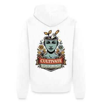 Cultivate Your Mind - Unisex Premium Organic Zip Hoodie - white - Back - Thijin (182cm)