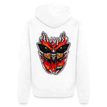 Flame Skull Moth Inferno - Unisex Premium Organic Zip Hoodie - white - Back - Thijin (182cm)