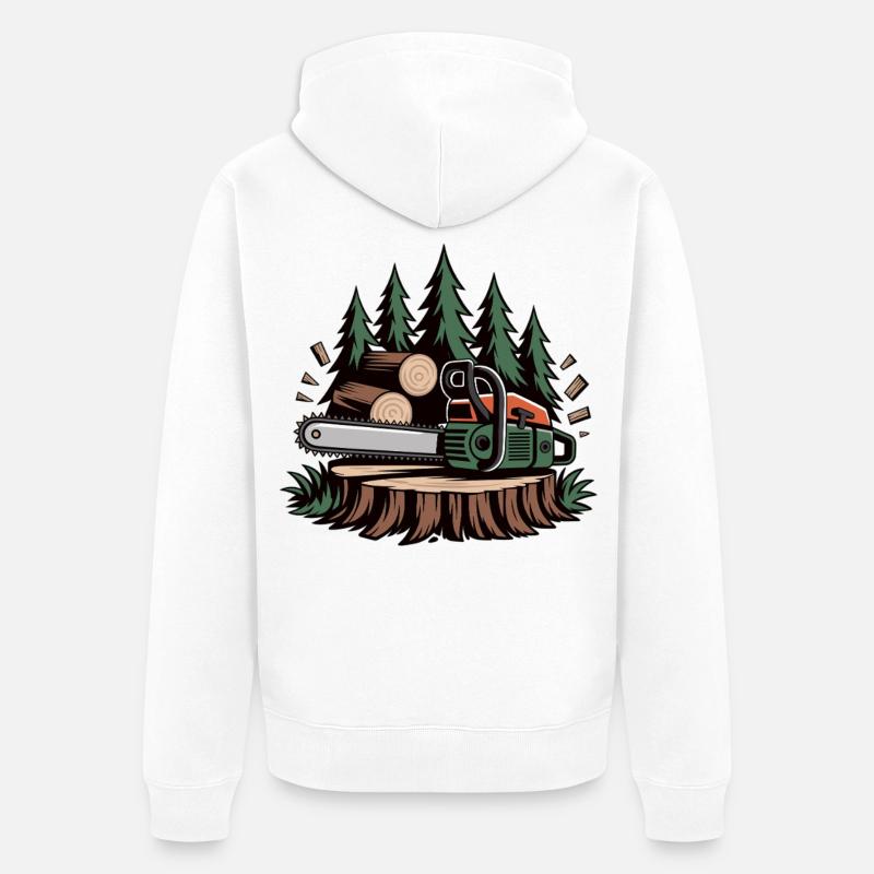 T-shirt bûcheron Tronçonneuse – Bûcheron - Veste à capuche bio Premium Unisexe - blanc