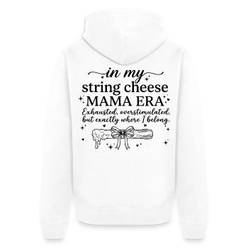 In My String Cheese Mama Era Funny Mom Shirt - Unisex Premium Bio Zip Hoodie - Weiß - Hinten - Thijin (182cm)