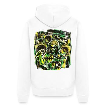 Système de son Dub Reggae - Veste à capuche bio Premium Unisexe - blanc - Dos - Thijin (182cm)