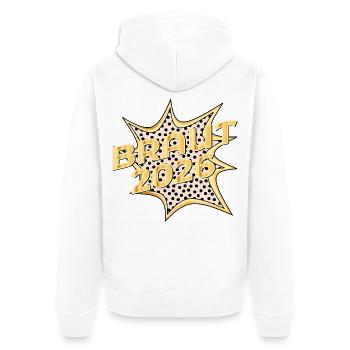 Braut 2026 Popart - Unisex Premium Bio Zip Hoodie - Weiß - Hinten - Thijin (182cm)