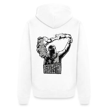 Berxwedan Kurdistan - Unisex Premium Bio Zip Hoodie - Weiß - Hinten - Thijin (182cm)