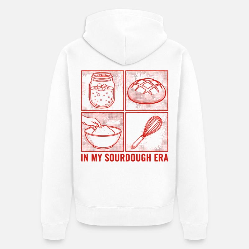 Surdejs-æraens brødbage-surdejsstarterglas - Premium økologisk unisex-hættejakke - hvid