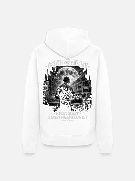Born of Night: Nachtschicht-Anästhesist - Unisex Premium Bio Zip Hoodie - Weiß