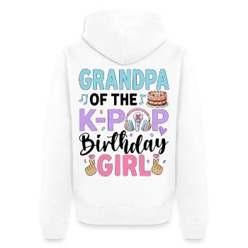 Grand-père de la fille d’anniversaire de la K-Pop - Veste à capuche bio Premium Unisexe - blanc - Dos - Thijin (182cm)
