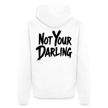 Not Your Darling Statement Spruch Streetwear - Unisex Premium Bio Zip Hoodie - Weiß - Hinten - Thijin (182cm)