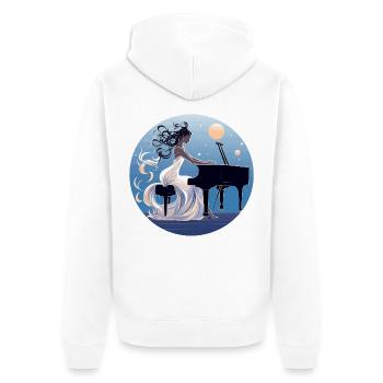 Moonlit Night at the Piano Diva - Unisex Premium Organic Zip Hoodie - white - Back - Thijin (182cm)