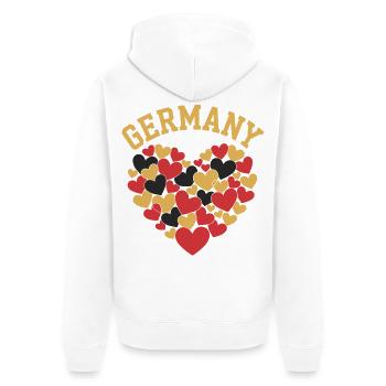 Deutschlandfarben Herzmotiv - Unisex Premium Bio Zip Hoodie - Weiß - Hinten - Thijin (182cm)