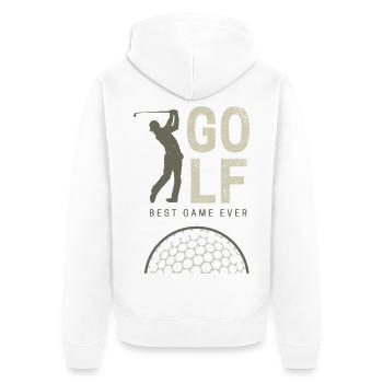 Meilleur jeu de golf jamais conçu pour les golfeurs et les entraîneurs - Veste à capuche bio Premium Unisexe - blanc - Dos - Thijin (182cm)