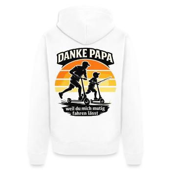 Danke Papa Mutig Fahren Vatertag Geschenk Retro - Unisex Premium Bio Zip Hoodie - Weiß - Hinten - Thijin (182cm)