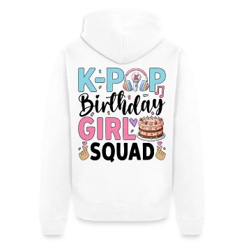 Escouade des filles d’anniversaire K-Pop - Veste à capuche bio Premium Unisexe - blanc - Dos - Thijin (182cm)