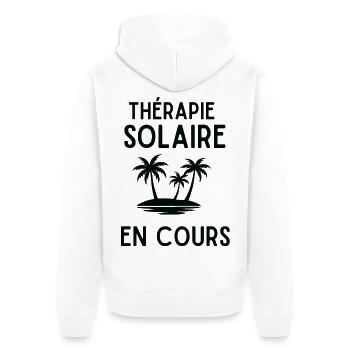 Therapie Solaire en Cours Palmier - Veste à capuche bio Premium Unisexe - blanc - Dos - Thijin (182cm)