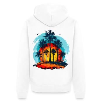 Palmen bei tropischem Sonnenuntergang - Unisex Premium Bio Zip Hoodie - Weiß - Hinten - Thijin (182cm)