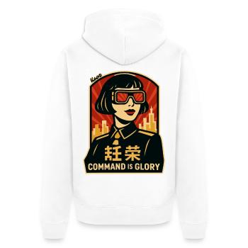 Command Is Glory Retro-Poster - Unisex Premium Bio Zip Hoodie - Weiß - Hinten - Thijin (182cm)