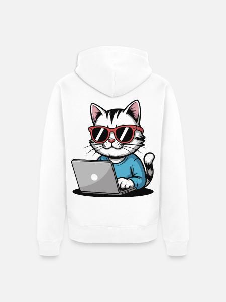 Cats_laptop - Veste à capuche bio Premium Unisexe - blanc
