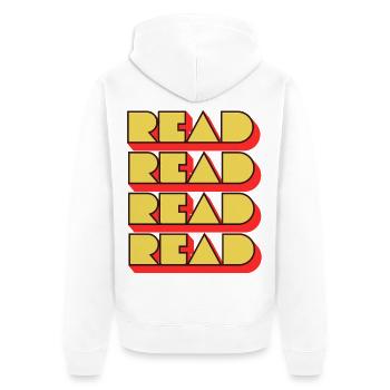 Read Design - Retro Look - Unisex Premium Organic Zip Hoodie - white - Back - Thijin (182cm)
