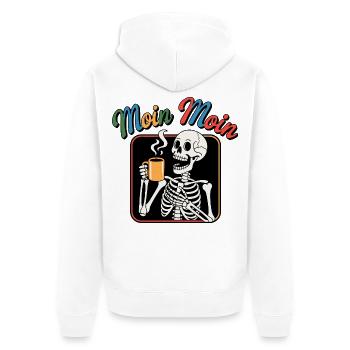 Moin Moin Skeleton Coffee - Unisex Premium Organic Zip Hoodie - white - Back - Thijin (182cm)