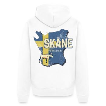 Skane Sweden Province Map Vintage Souvenir - Unisex Premium Organic Zip Hoodie - white - Back - Thijin (182cm)