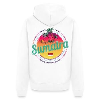 Sumatra Indonesien Retro Sonnenuntergang Souvenir - Unisex Premium Bio Zip Hoodie - Weiß - Hinten - Thijin (182cm)