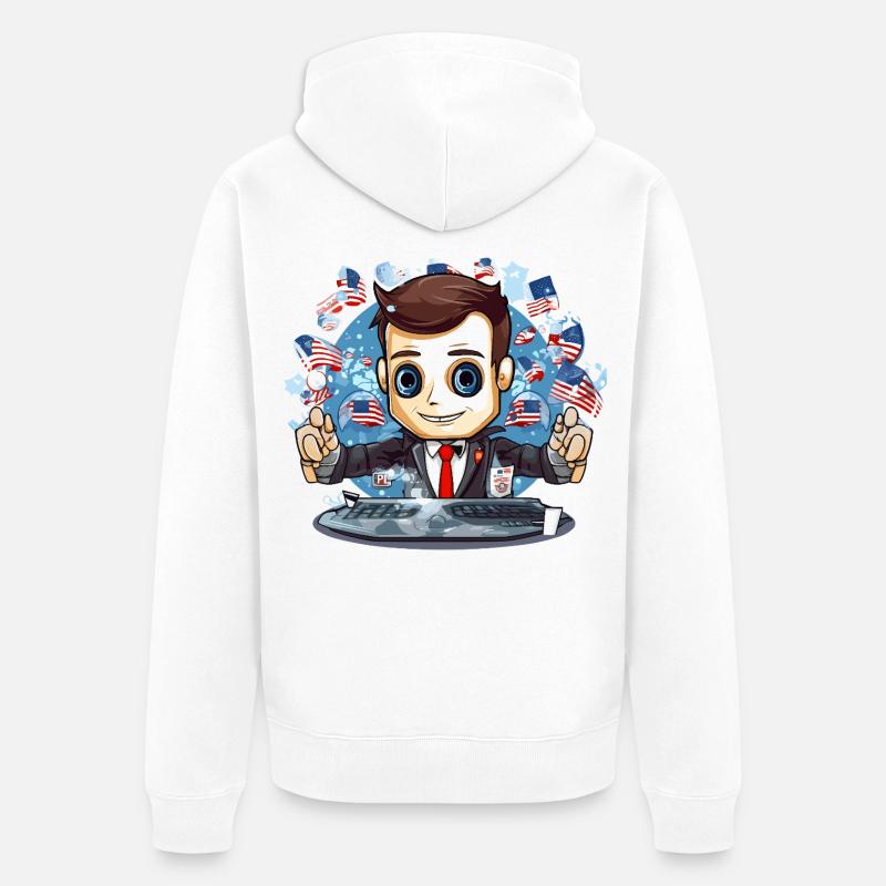 Motif TechDJ des drapeaux américains - Veste à capuche bio Premium Unisexe - blanc