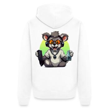 Gamer Koala mit Headset - Unisex Premium Bio Zip Hoodie - Weiß - Hinten - Thijin (182cm)