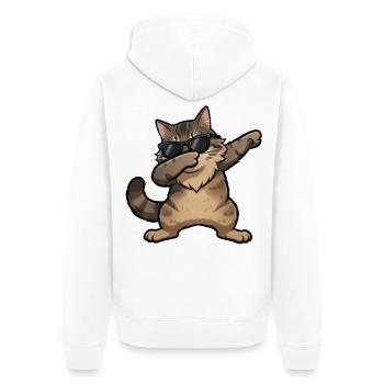 Dabbing Norwegische Waldkatze - Unisex Premium Bio Zip Hoodie - Weiß - Hinten - Thijin (182cm)