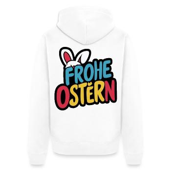 Frohe Ostern Hase - Unisex Premium Bio Zip Hoodie - Weiß - Hinten - Thijin (182cm)