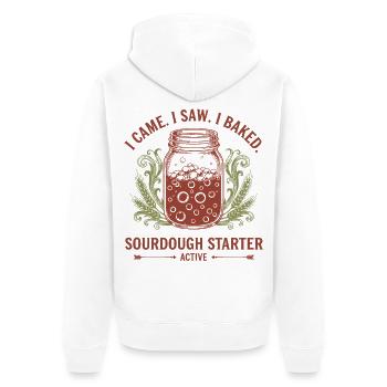 Levain Je suis venu J’ai vu que j’avais cuit du levain au levain - Veste à capuche bio Premium Unisexe - blanc - Dos - Thijin (182cm)