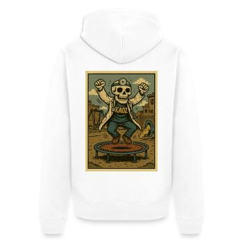 Skeleton Doctor on Trampoline - Unisex Premium Organic Zip Hoodie - white - Back - Thijin (182cm)