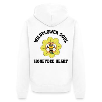 Âme de Fleurs sauvages – Diction du Cœur d’abeille - Veste à capuche bio Premium Unisexe - blanc - Dos - Thijin (182cm)