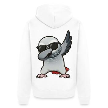 Tamponnement du perroquet gris d’Afrique - Veste à capuche bio Premium Unisexe - blanc - Dos - Thijin (182cm)